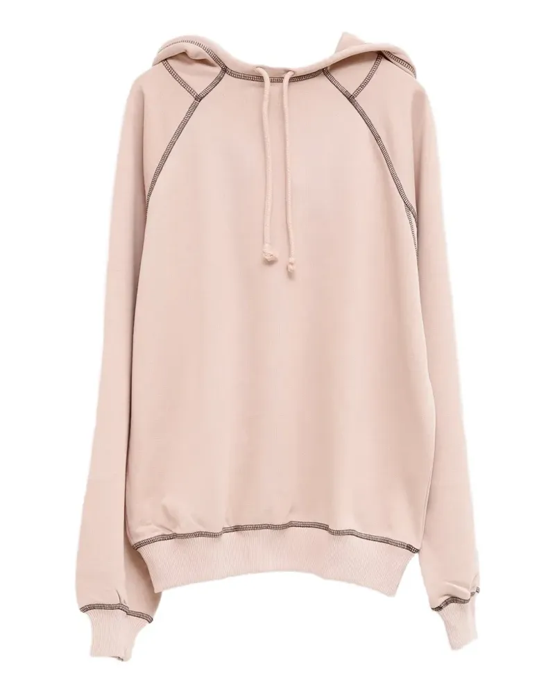 Baserange Fold contrast-stitch raglan-sleeve hoodie - Rosa Rosa