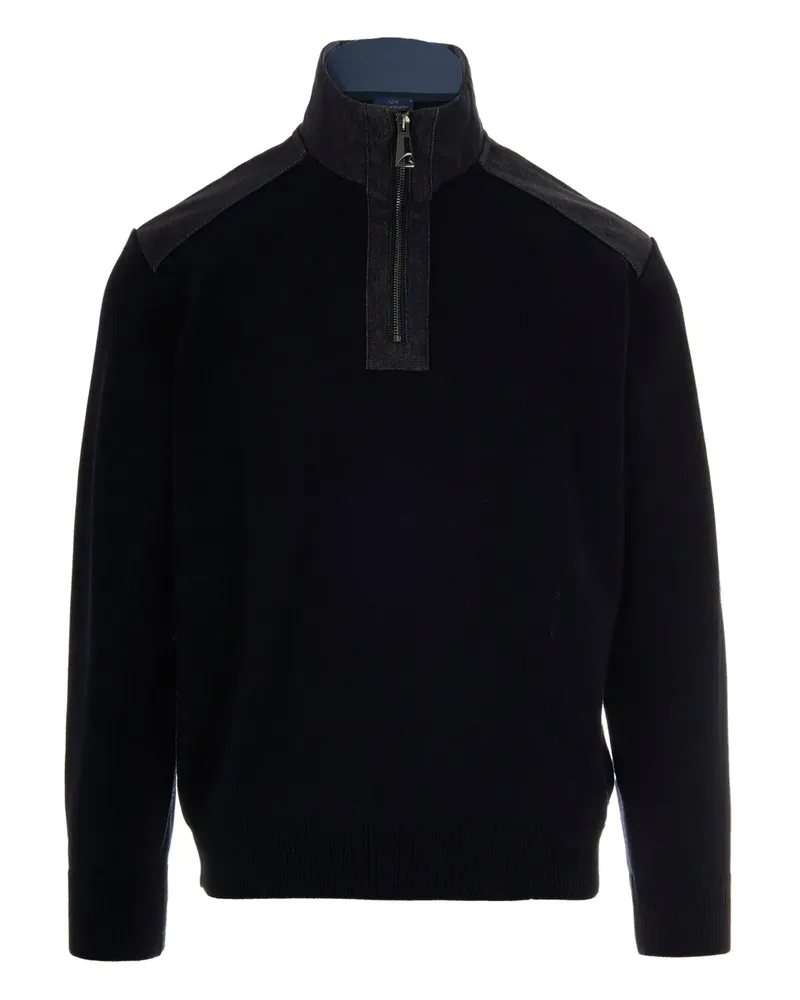 Paul & Shark Pullover mit Jeanseinsatz - Blau Blau