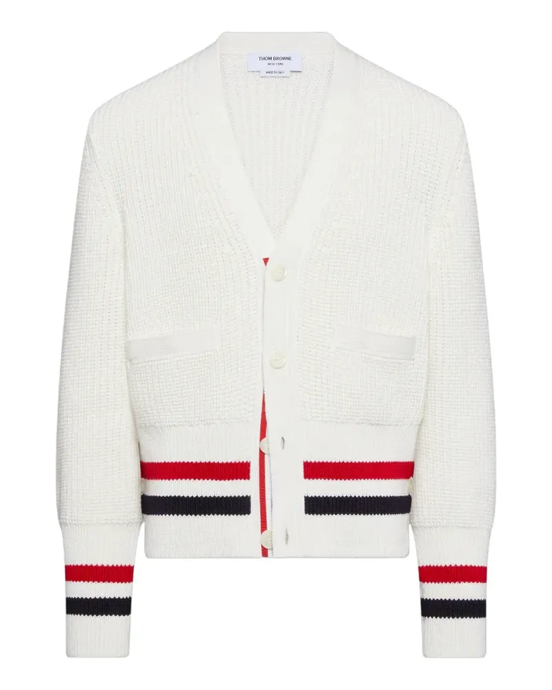Thom Browne Gestreifter RWB Cardigan - Weiß Weiß