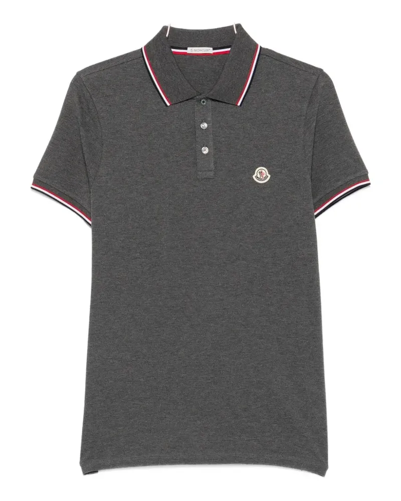 Moncler logo-patch short-sleeve polo shirt - Grau Grau