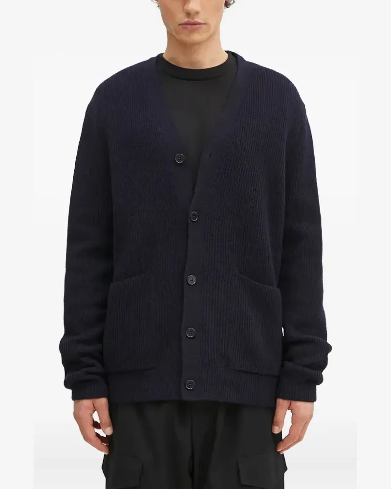 Norse Projects Gerippter Loki Cardigan mit Taschen - Blau Blau