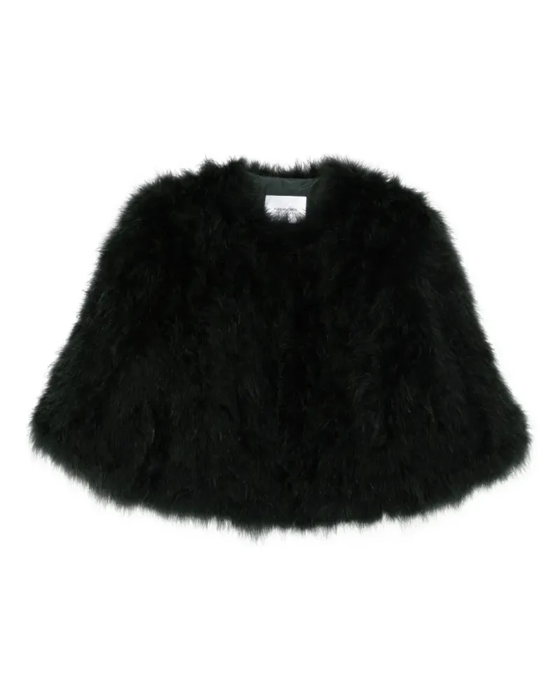 Yves Salomon Cropped-Jacke mit Federn - Schwarz Schwarz