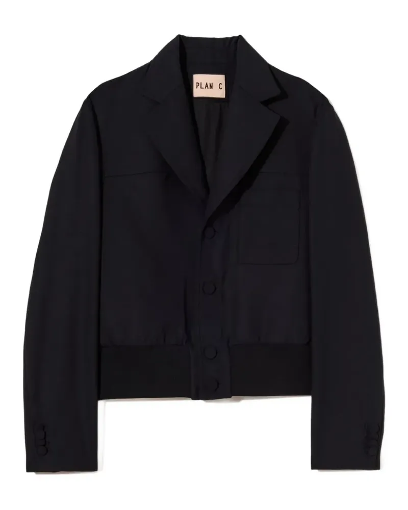 PLAN C button-up ribbed-hem jacket - Blau Blau