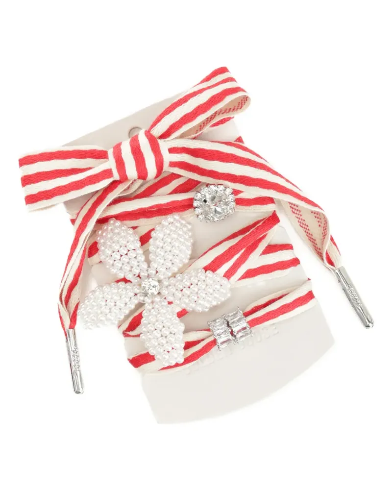 Golden Goose Gestreifter Schlüsselanhänger mit Perlen - Rot Rot