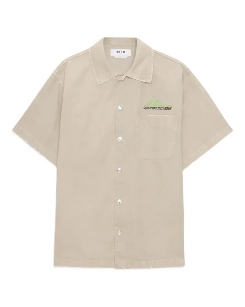 MSGM Hemd mit bestickter Tasche - Nude Nude