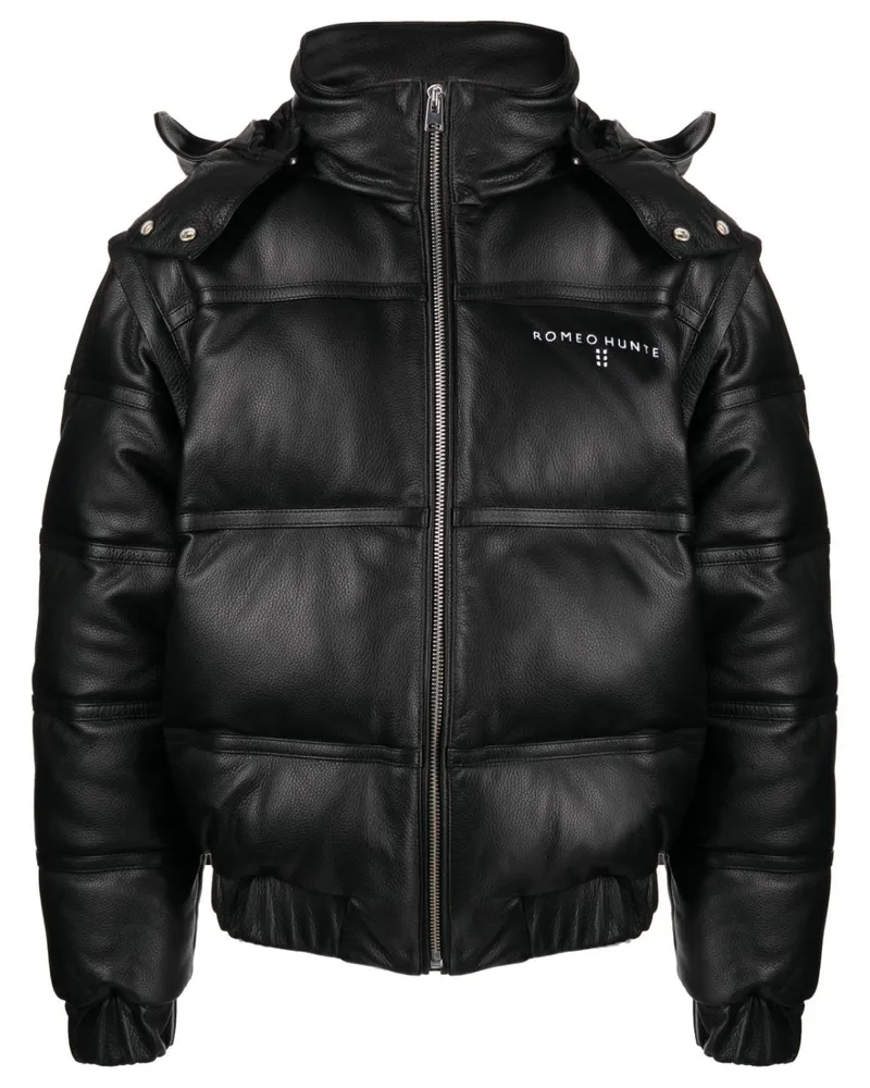 ROMEO HUNTE Gefütterte Lederjacke - Schwarz Schwarz