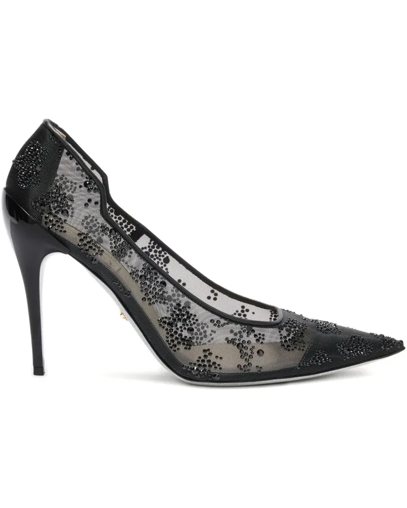 Genny Spitze Pumps mit Kristallen - Schwarz Schwarz