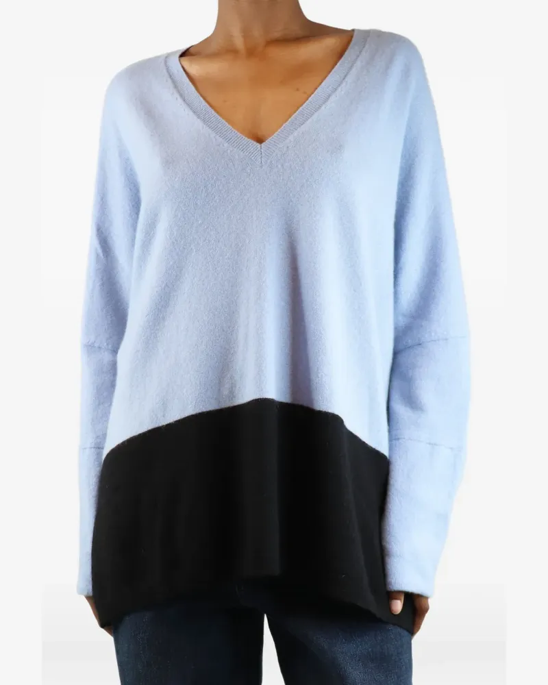 Amanda Wakeley two-tone V-neck sweater - Blau Blau