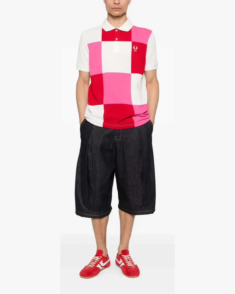 Comme des Garçons x Fred Perry patchwork pique polo shirt - Rosa Rosa