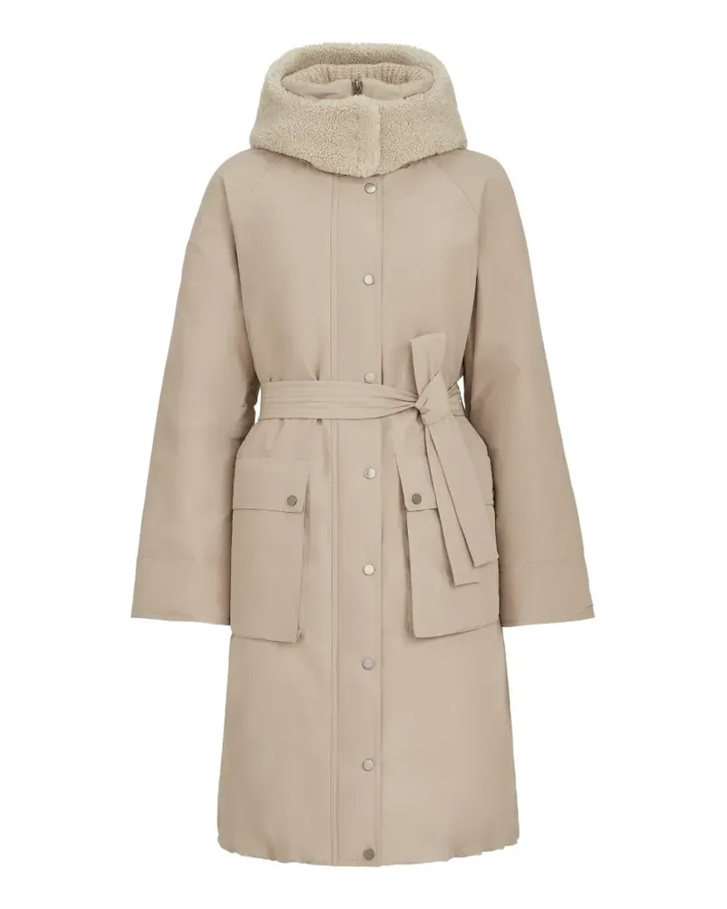 Brunello Cucinelli Mantel mit Shearling-Kapuze und Gürtel - Nude Nude