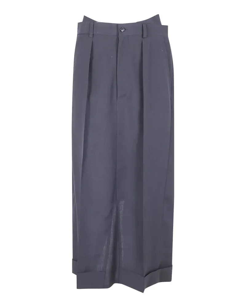 Junya Watanabe double-waistband pleated midi skirt - Schwarz Schwarz