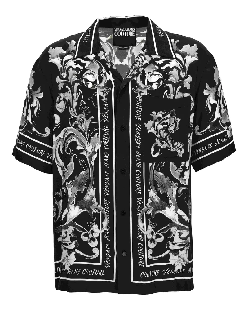 Versace Jeans Hemd mit barockem Print - Schwarz Schwarz
