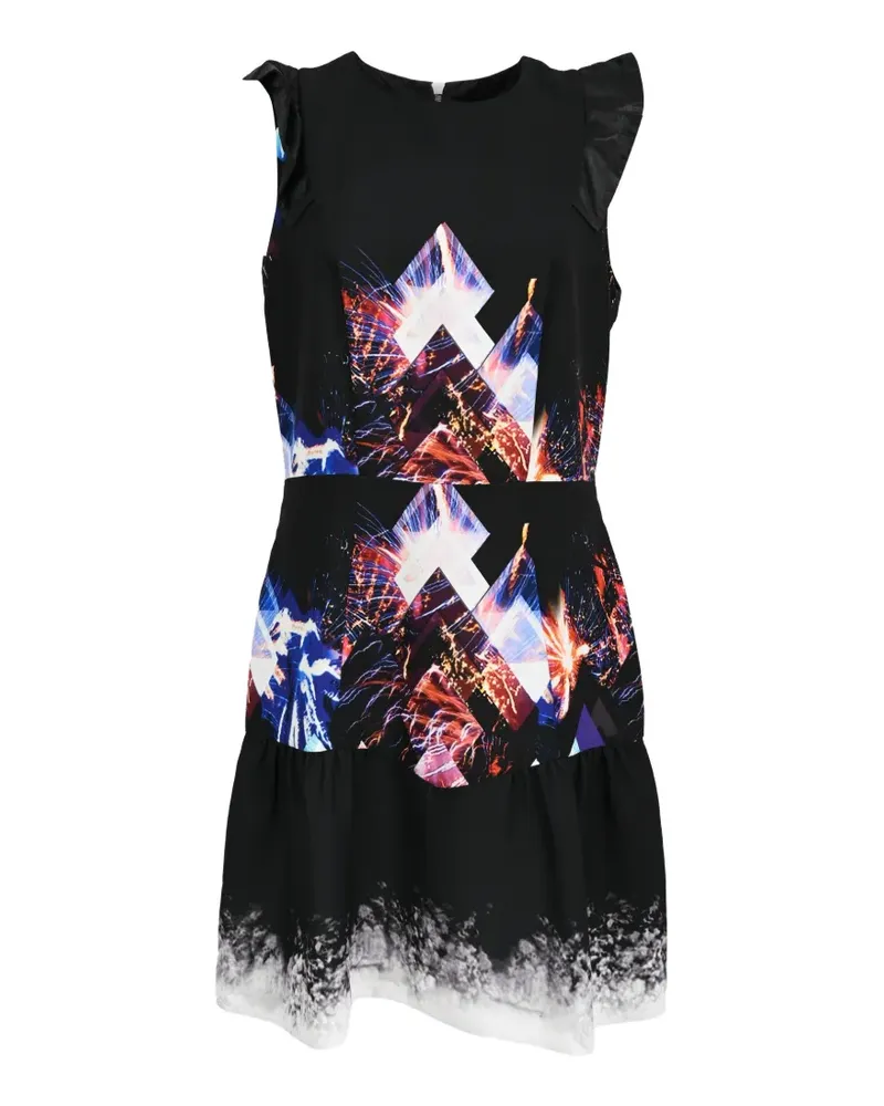 Sandro firework-print ruffled dress - Schwarz Schwarz