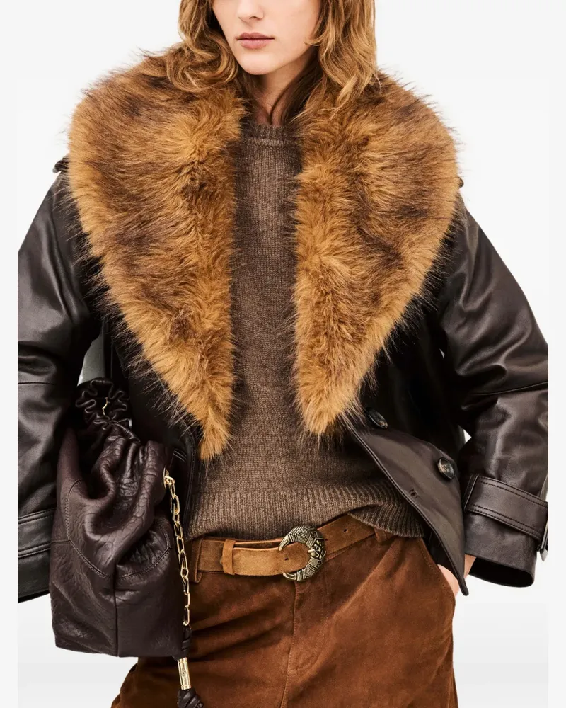 ba&sh Naho leather jacket - Braun Braun
