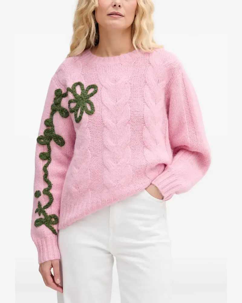 Stine Goya floral cable-knit sweater - Rosa Rosa