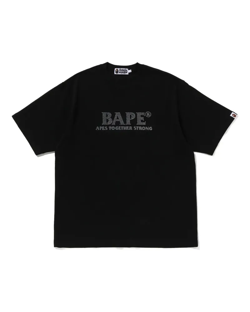 BAPE T-Shirt mit Strass-Logo - Schwarz Schwarz