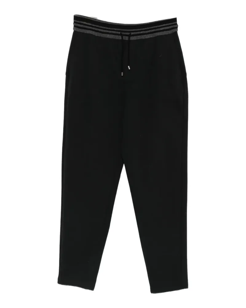 PANICALE Cashmere Jogginghose mit gestreiftem Bund und Kordelzug - Schwarz Schwarz