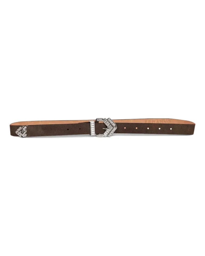 Ermanno Scervino crystal buckle belt - Braun Braun
