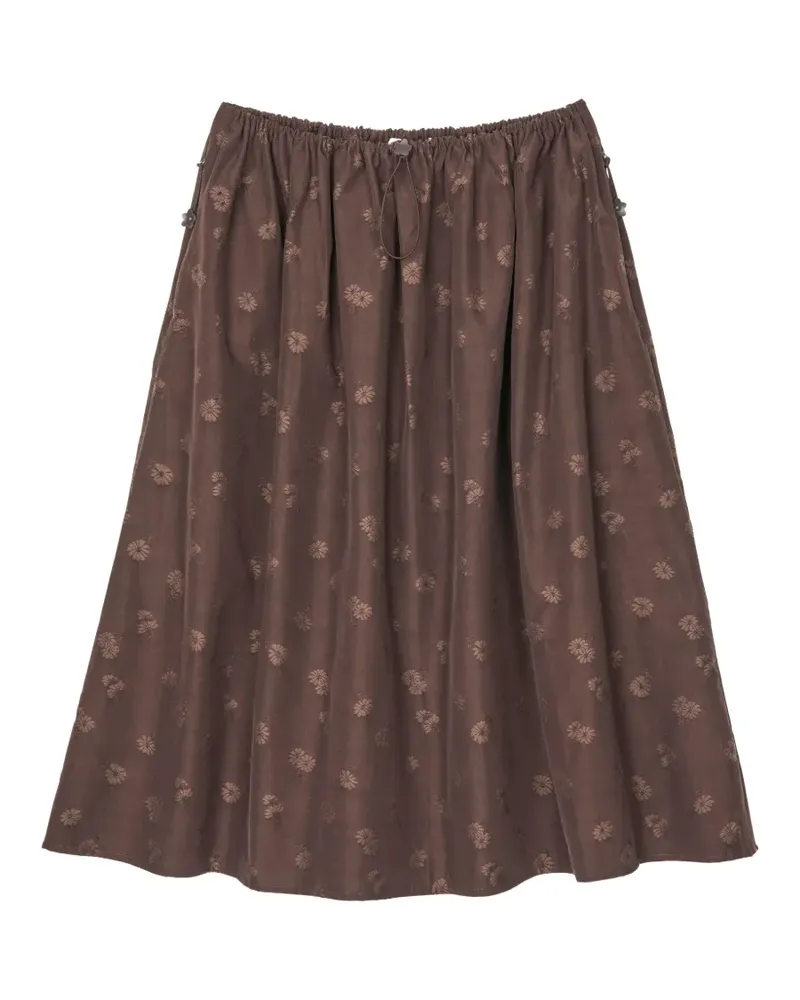 Cecilie Bahnsen Fiella Ditsy-Bellis-jacquard full midi skirt - Braun Braun