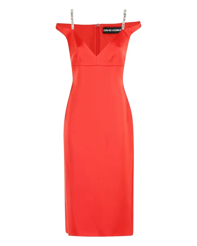 David Koma Midikleid mit Kristallträger - Rot Rot