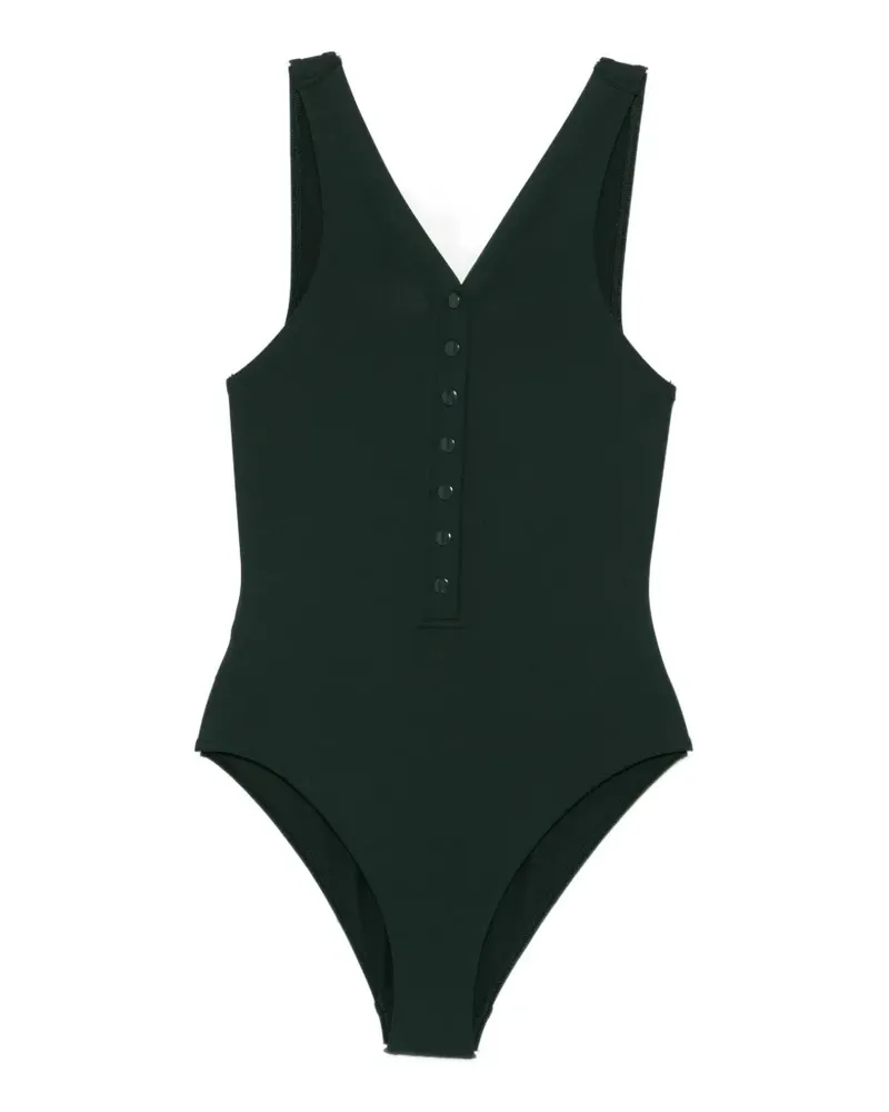 Eres Geknöpfter Badeanzug mit V-Ausschnitt - Grün Grün