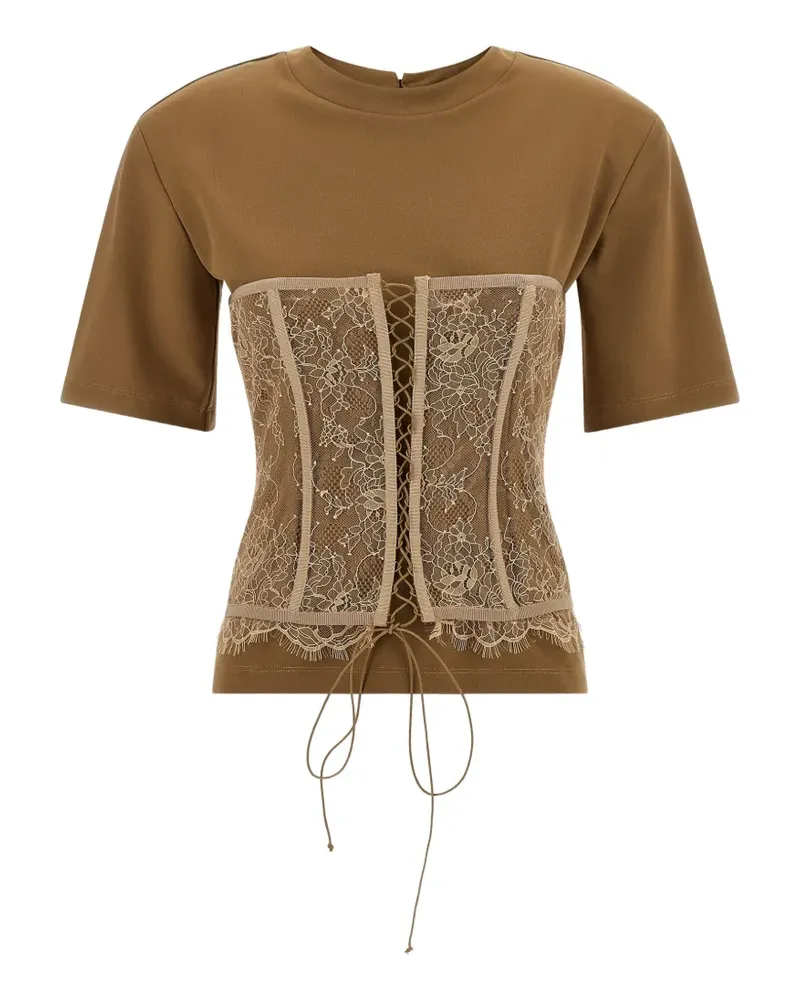 Giuseppe di Morabito Corsage-T-Shirt mit Spitzendetail - Braun Braun