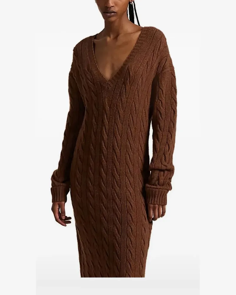 Ralph Lauren cable-knit v-neck maxi dress - Braun Braun