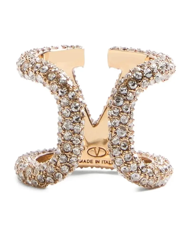 Valentino Garavani VLogo Signature Ring mit Kristallen - Gold Gold