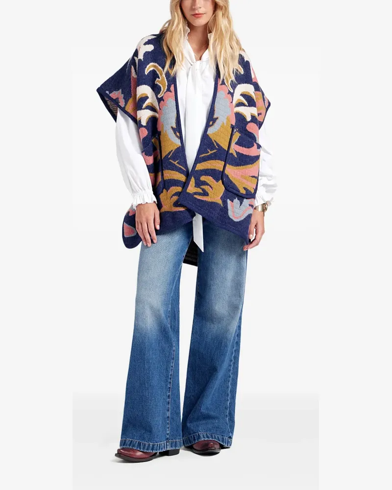 La DoubleJ Cape mit Batik-Print - Blau Blau