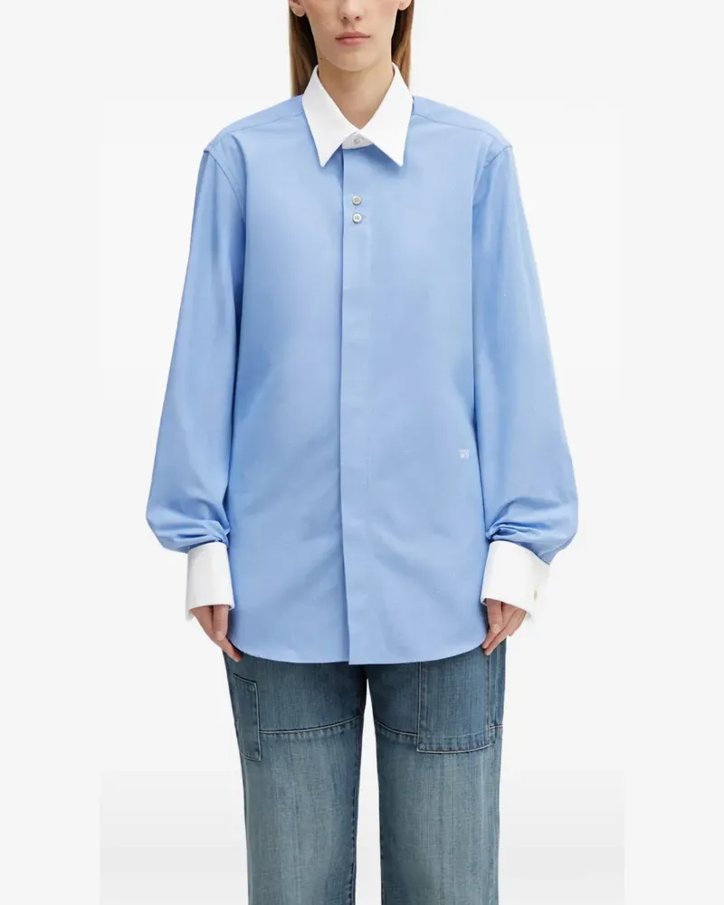 Wales Bonner Portrait long-sleeve shirt - Blau Blau