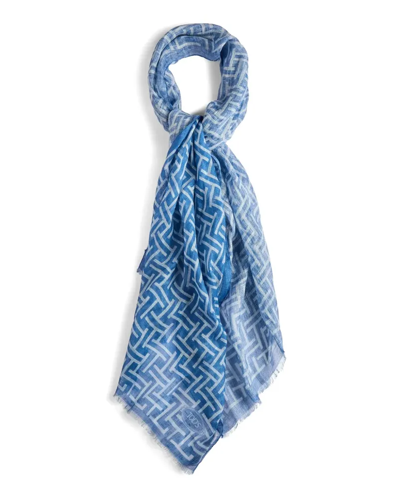 TOD'S Jacquard-Schal mit Logo - Blau Blau