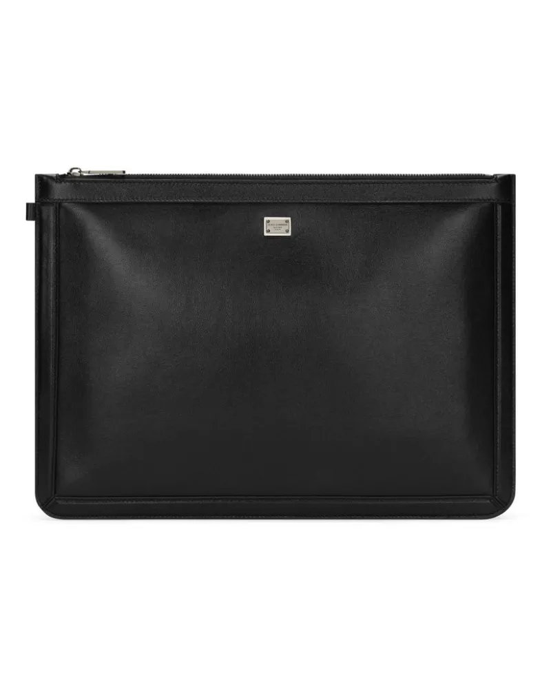 Dolce & Gabbana Clutch mit Logo-Schild - Schwarz Schwarz