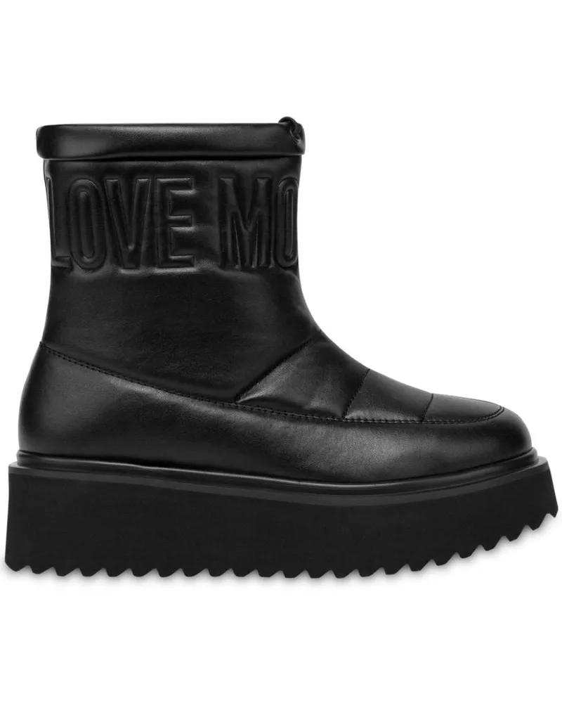 Moschino Flatform-Stiefel mit Logo-Stickerei - Schwarz Schwarz