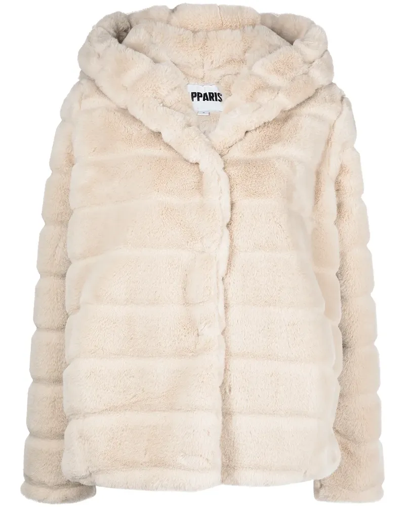 APPARIS Goldie Mantel mit Faux Fur - Nude Nude