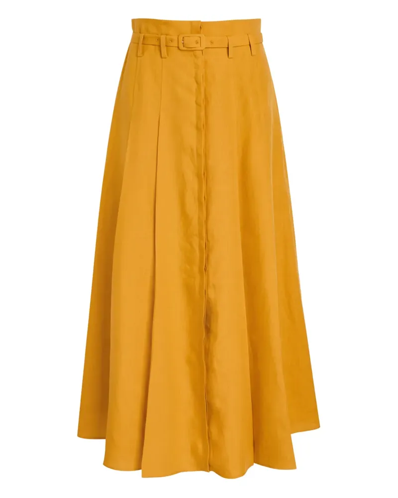 Gabriela Hearst Dugald belted pleated maxi skirt - Gelb Gelb