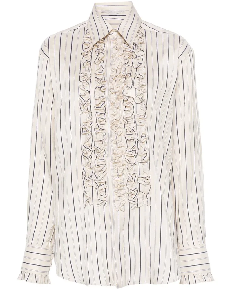 Stella McCartney Gestreiftes Hemd mit Rüschen - Nude Nude