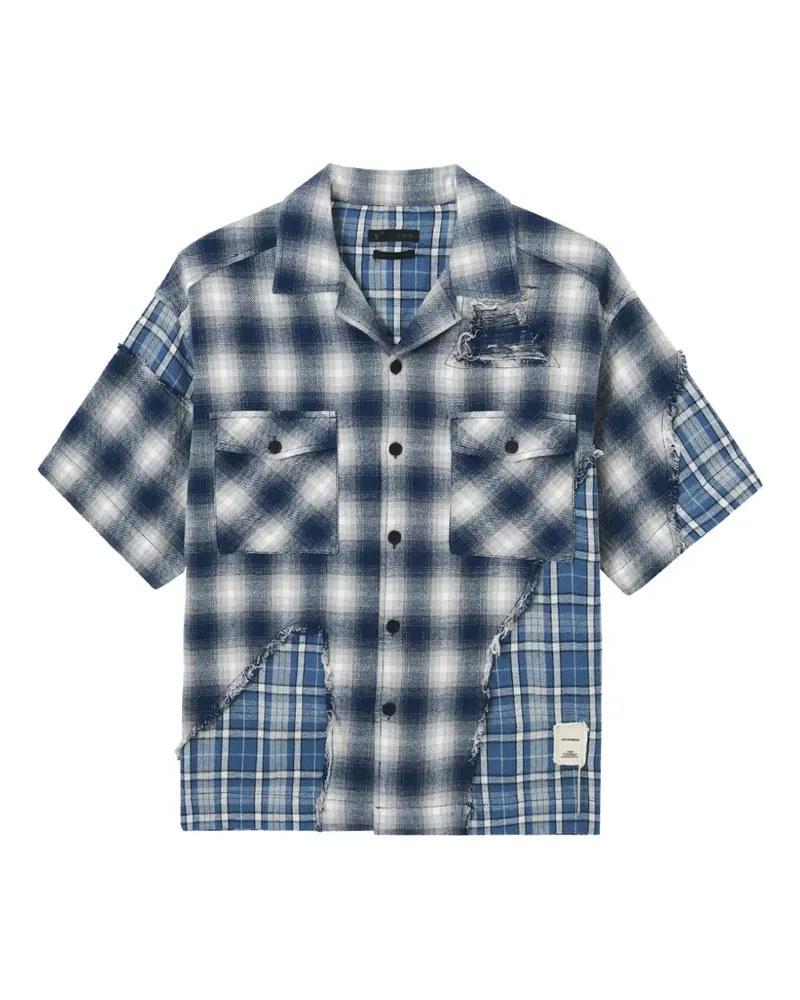 FIVE CM Kariertes Hemd im Distressed-Look - Blau Blau