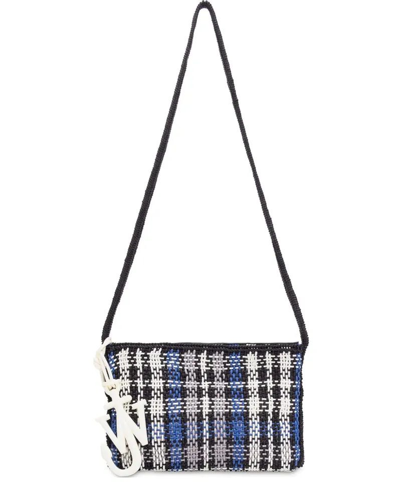 J.W.Anderson Schultertasche mit Karomuster - Schwarz Schwarz