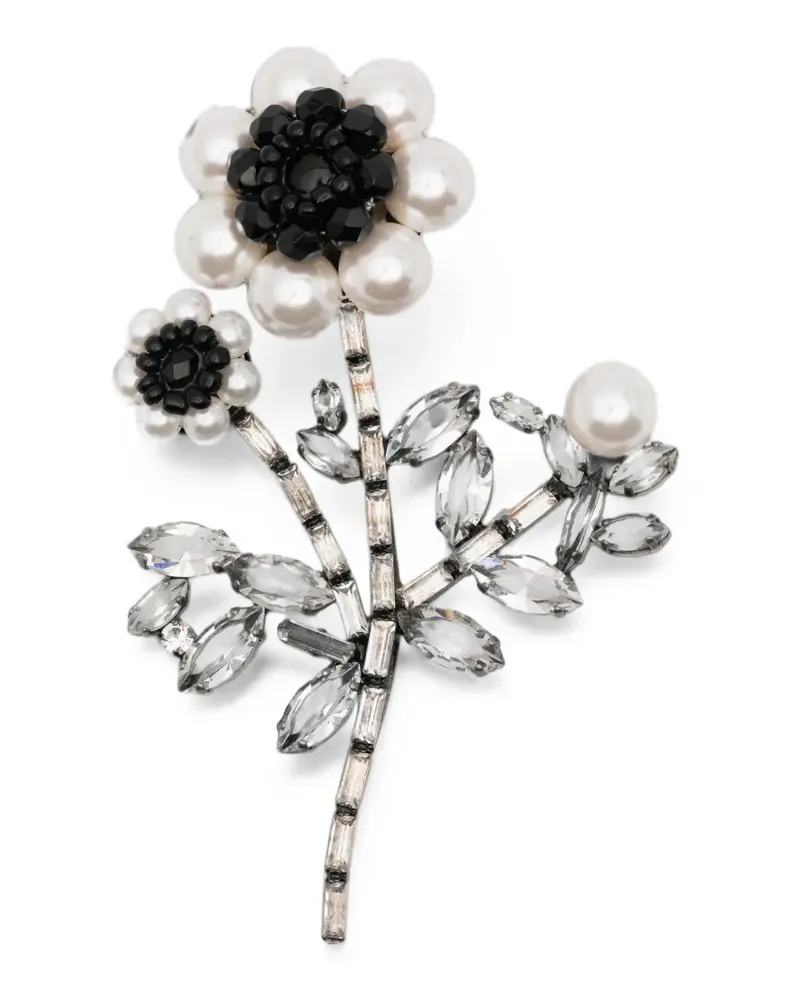 Ermanno Scervino floral-motif crystal-embellished brooch - Silber Silber