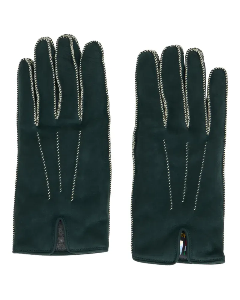 MOORER Handschuhe mit Ziernähten - Grün Grün