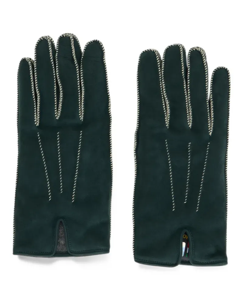 MOORER whipstitch-trim leather gloves - Grün Grün