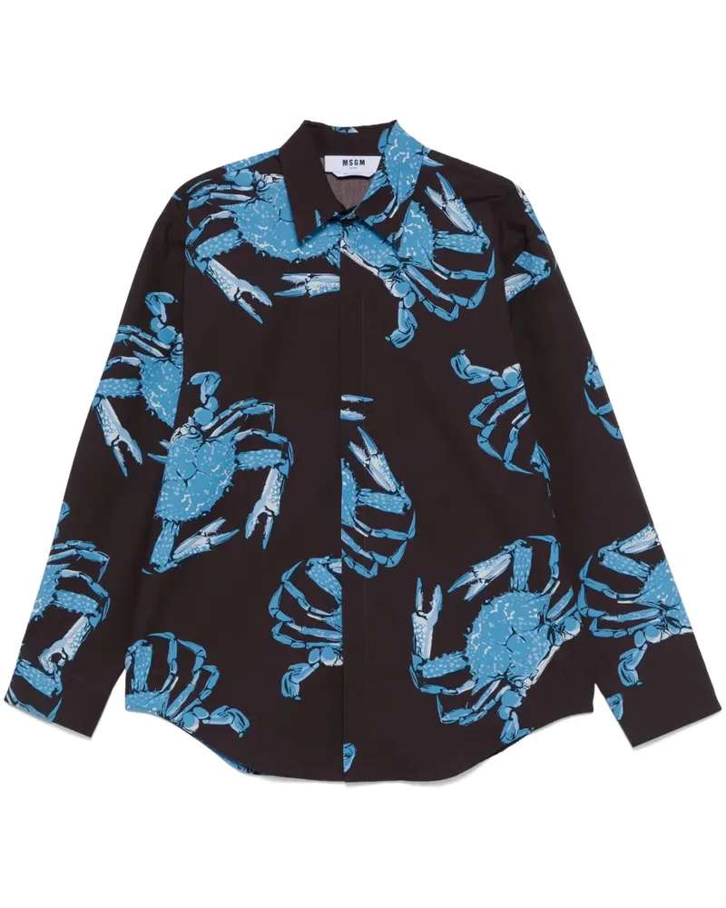 MSGM Hemd mit King Crab-Print - Braun Braun