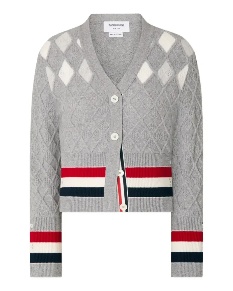 Thom Browne Pointelle-Cardigan mit Argyle-Muster - Grau Grau