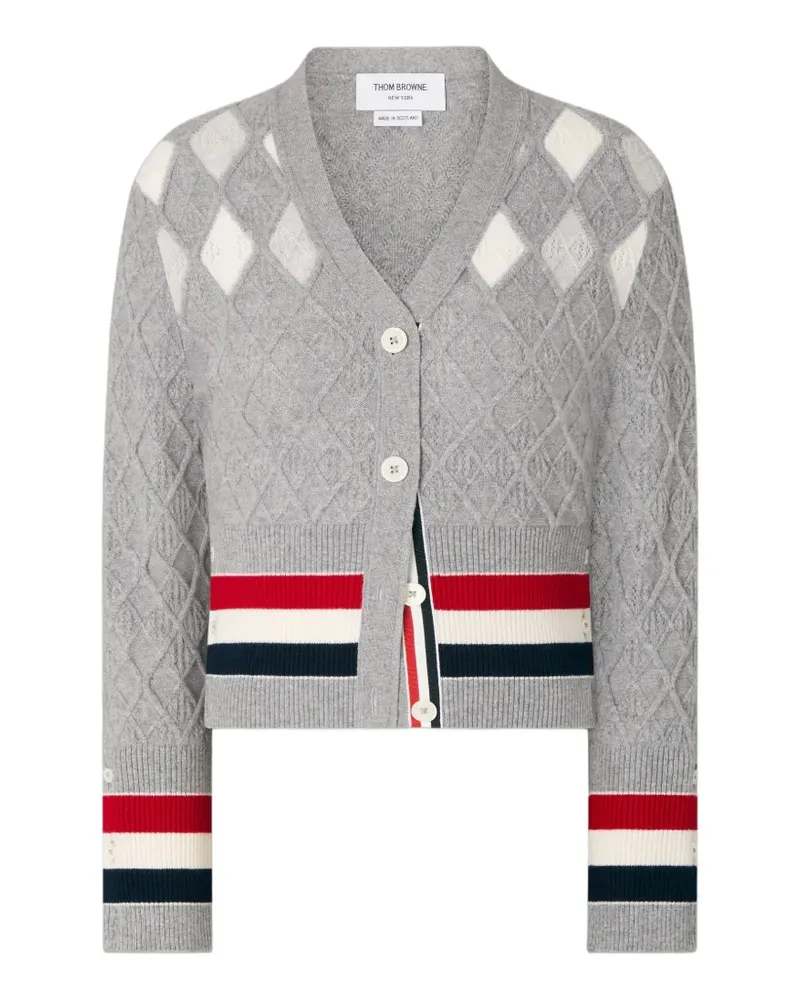 Thom Browne Pointelle-Cardigan mit Argyle-Muster - Grau Grau