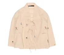 Mini Kimono-Jacke mit Stickerei - Nude