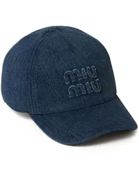 Miu Miu Jeans-Baseballkappe mit Logo Blau