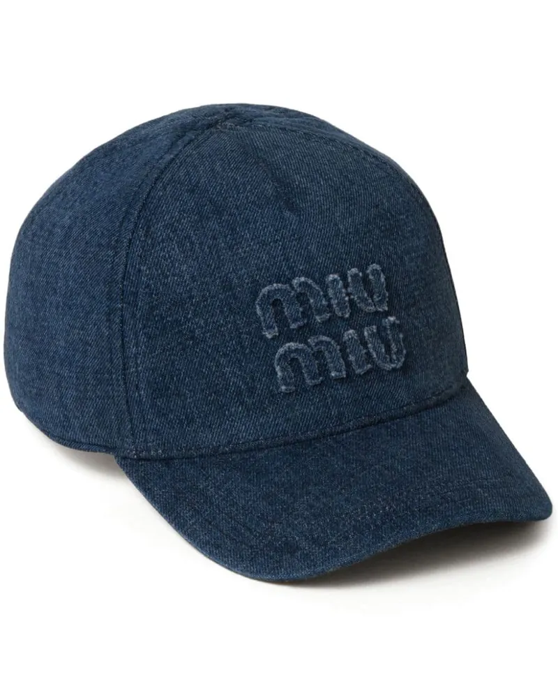Miu Miu Jeans-Baseballkappe mit Logo - Blau Blau