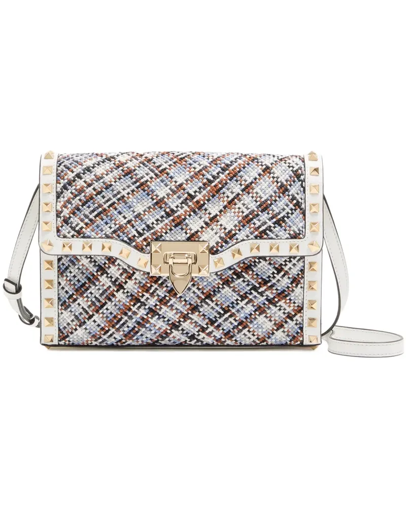 Valentino Garavani Kleine Rockstud Schultertasche aus gewebtem Stoff - Blau Blau
