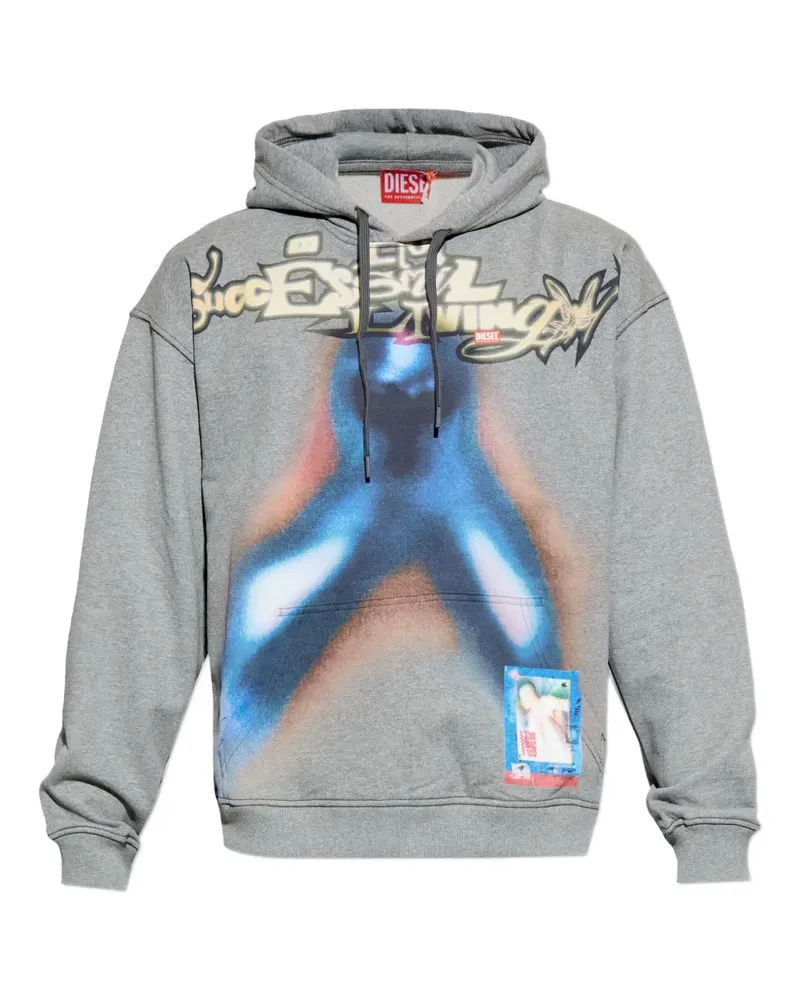 Diesel S-Boxt Hoodie mit Grafik - Grau Grau