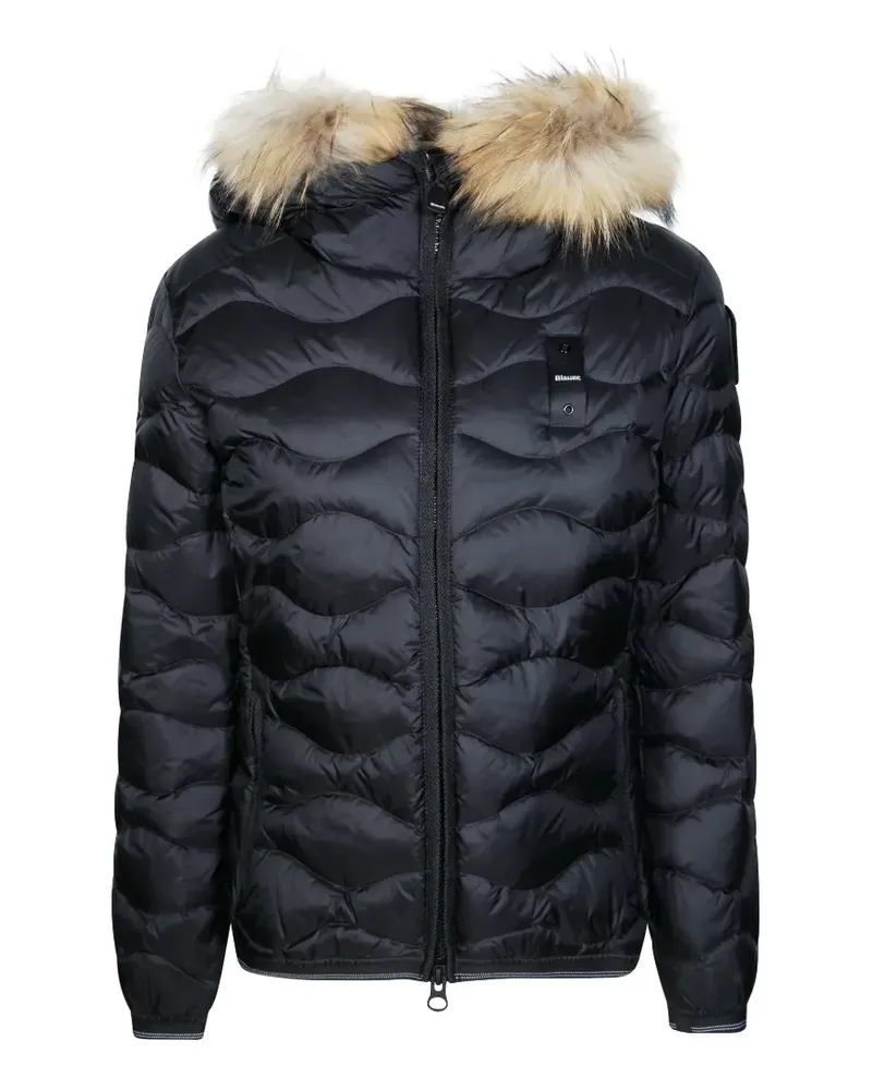 Blauer Aldie fur-trim hooded quilted coat - Schwarz Schwarz